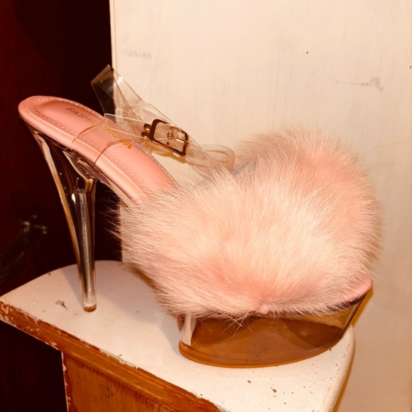 Fashion Nova Pink Fluffy Heels - Picture 1 of 10